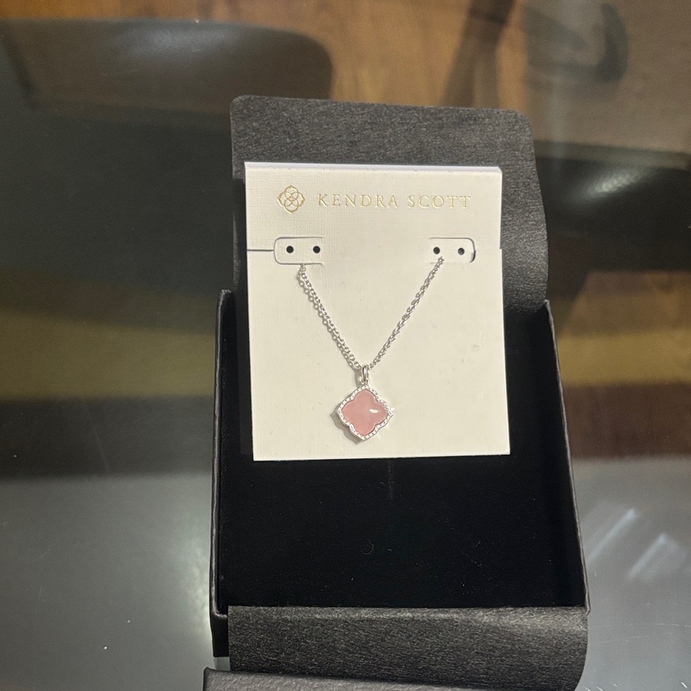 Kendra Scott Silver Necklace with Blush Pendant